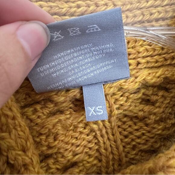 Aran Crafts Wool Trellis Cable Cardigan Mustard Yellow XS - Picture 5 of 6
